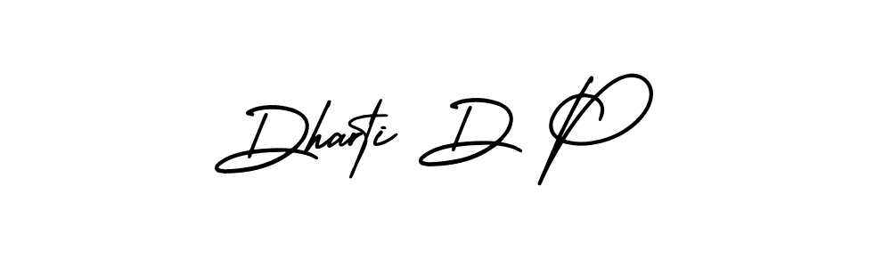 How to make Dharti D P name signature. Use AmerikaSignatureDemo-Regular style for creating short signs online. This is the latest handwritten sign. Dharti D P signature style 3 images and pictures png