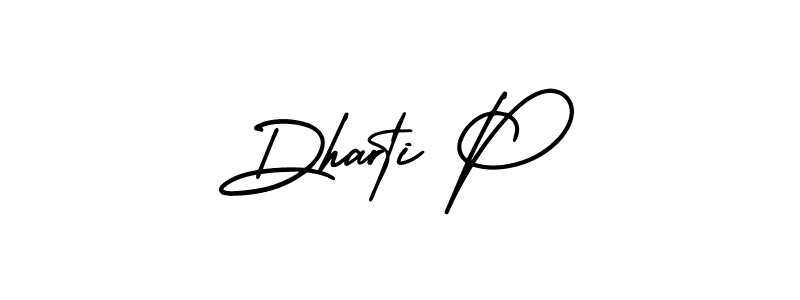 Use a signature maker to create a handwritten signature online. With this signature software, you can design (AmerikaSignatureDemo-Regular) your own signature for name Dharti P. Dharti P signature style 3 images and pictures png