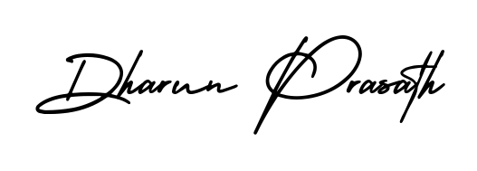 Looking for an artistic signature for Dharun Prasath? The AmerikaSignatureDemo-Regular calligraphy style gives a sophisticated flow suitable for business cards and emails. Dharun Prasath signature style 3 images and pictures png