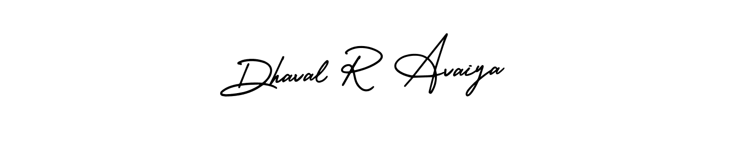The best way (AmerikaSignatureDemo-Regular) to make a short signature is to pick only two or three words in your name. The name Dhaval R Avaiya include a total of six letters. For converting this name. Dhaval R Avaiya signature style 3 images and pictures png