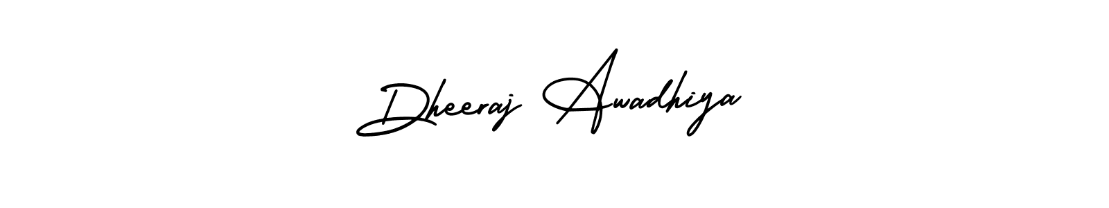You should practise on your own different ways (AmerikaSignatureDemo-Regular) to write your name (Dheeraj Awadhiya) in signature. don't let someone else do it for you. Dheeraj Awadhiya signature style 3 images and pictures png