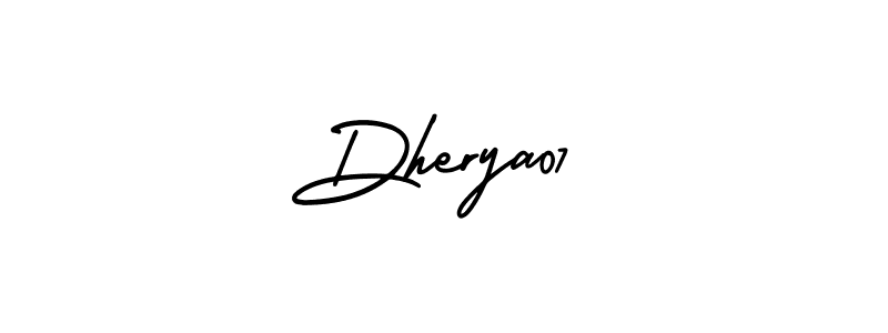 The best way (AmerikaSignatureDemo-Regular) to make a short signature is to pick only two or three words in your name. The name Dherya07 include a total of six letters. For converting this name. Dherya07 signature style 3 images and pictures png