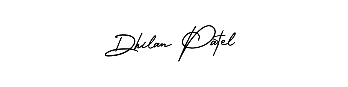 You should practise on your own different ways (AmerikaSignatureDemo-Regular) to write your name (Dhilan Patel) in signature. don't let someone else do it for you. Dhilan Patel signature style 3 images and pictures png