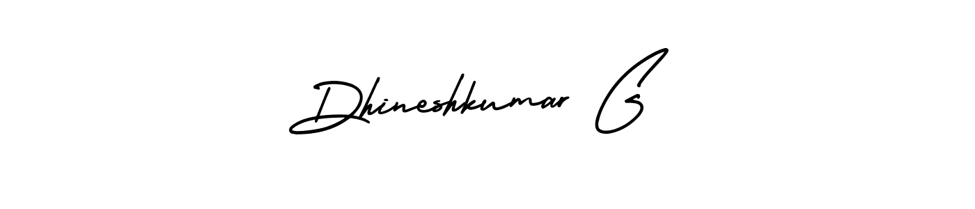 You should practise on your own different ways (AmerikaSignatureDemo-Regular) to write your name (Dhineshkumar G) in signature. don't let someone else do it for you. Dhineshkumar G signature style 3 images and pictures png