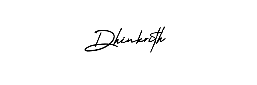 You should practise on your own different ways (AmerikaSignatureDemo-Regular) to write your name (Dhinkrith) in signature. don't let someone else do it for you. Dhinkrith signature style 3 images and pictures png