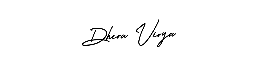 You should practise on your own different ways (AmerikaSignatureDemo-Regular) to write your name (Dhira Virya) in signature. don't let someone else do it for you. Dhira Virya signature style 3 images and pictures png