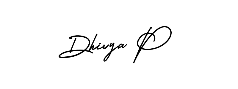 How to make Dhivya P name signature. Use AmerikaSignatureDemo-Regular style for creating short signs online. This is the latest handwritten sign. Dhivya P signature style 3 images and pictures png