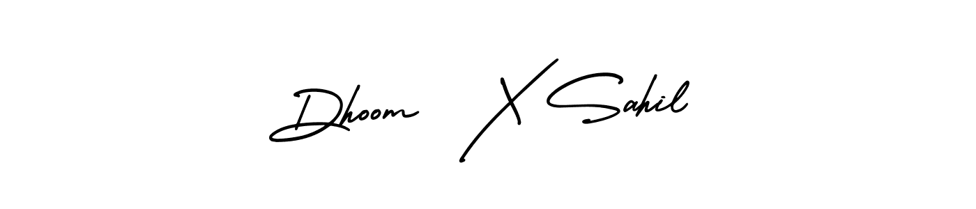 Dhoom  X Sahil stylish signature style. Best Handwritten Sign (AmerikaSignatureDemo-Regular) for my name. Handwritten Signature Collection Ideas for my name Dhoom  X Sahil. Dhoom  X Sahil signature style 3 images and pictures png