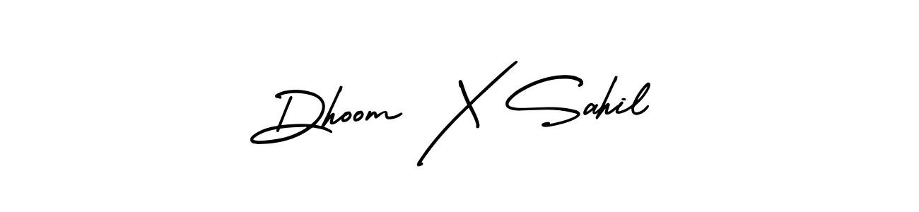 It looks lik you need a new signature style for name Dhoom X Sahil. Design unique handwritten (AmerikaSignatureDemo-Regular) signature with our free signature maker in just a few clicks. Dhoom X Sahil signature style 3 images and pictures png