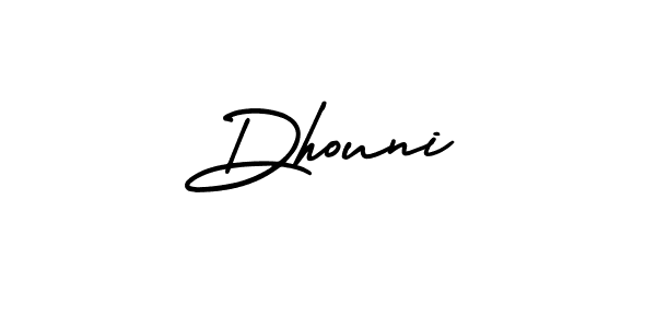 You should practise on your own different ways (AmerikaSignatureDemo-Regular) to write your name (Dhouni) in signature. don't let someone else do it for you. Dhouni signature style 3 images and pictures png