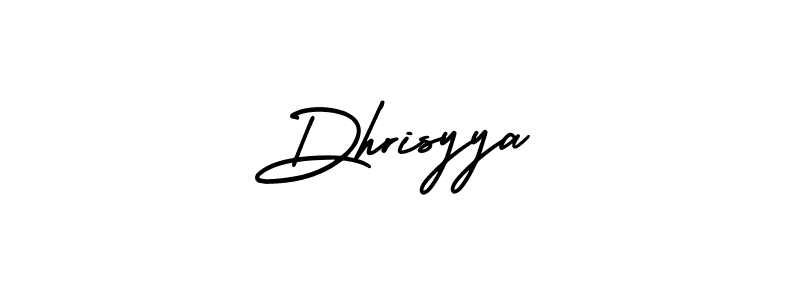 You should practise on your own different ways (AmerikaSignatureDemo-Regular) to write your name (Dhrisyya) in signature. don't let someone else do it for you. Dhrisyya signature style 3 images and pictures png