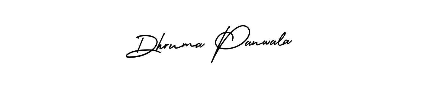 You should practise on your own different ways (AmerikaSignatureDemo-Regular) to write your name (Dhruma Panwala) in signature. don't let someone else do it for you. Dhruma Panwala signature style 3 images and pictures png