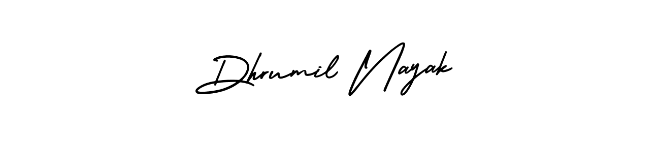 You should practise on your own different ways (AmerikaSignatureDemo-Regular) to write your name (Dhrumil Nayak) in signature. don't let someone else do it for you. Dhrumil Nayak signature style 3 images and pictures png