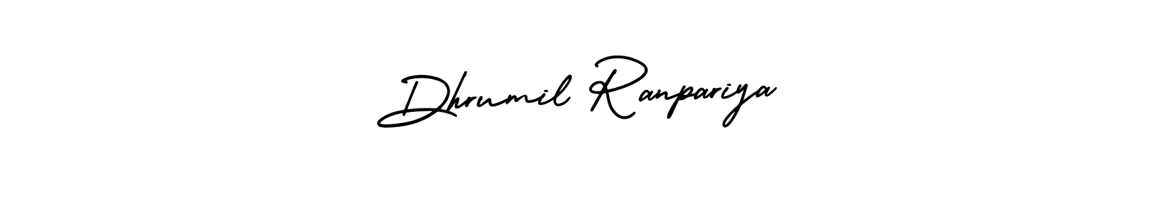 Make a beautiful signature design for name Dhrumil Ranpariya. With this signature (AmerikaSignatureDemo-Regular) style, you can create a handwritten signature for free. Dhrumil Ranpariya signature style 3 images and pictures png