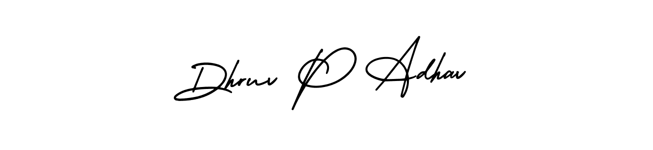 if you are searching for the best signature style for your name Dhruv P Adhav. so please give up your signature search. here we have designed multiple signature styles  using AmerikaSignatureDemo-Regular. Dhruv P Adhav signature style 3 images and pictures png