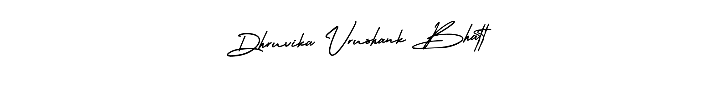 You should practise on your own different ways (AmerikaSignatureDemo-Regular) to write your name (Dhruvika Vrushank Bhatt) in signature. don't let someone else do it for you. Dhruvika Vrushank Bhatt signature style 3 images and pictures png