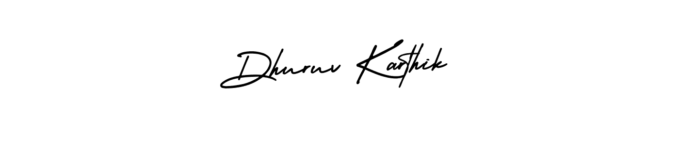 This is the best signature style for the Dhuruv Karthik name. Also you like these signature font (AmerikaSignatureDemo-Regular). Mix name signature. Dhuruv Karthik signature style 3 images and pictures png