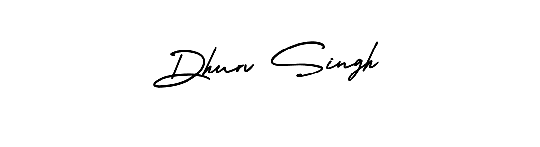 You should practise on your own different ways (AmerikaSignatureDemo-Regular) to write your name (Dhurv Singh) in signature. don't let someone else do it for you. Dhurv Singh signature style 3 images and pictures png