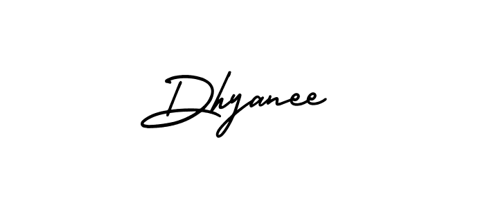 You should practise on your own different ways (AmerikaSignatureDemo-Regular) to write your name (Dhyanee) in signature. don't let someone else do it for you. Dhyanee signature style 3 images and pictures png