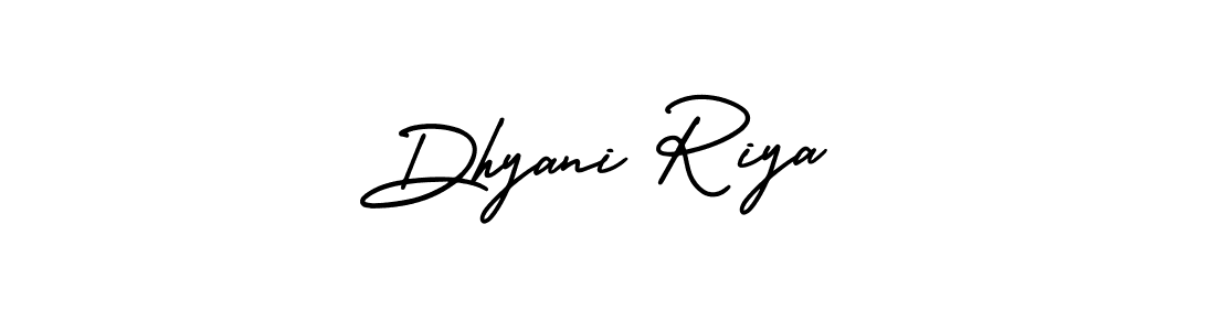 You should practise on your own different ways (AmerikaSignatureDemo-Regular) to write your name (Dhyani Riya) in signature. don't let someone else do it for you. Dhyani Riya signature style 3 images and pictures png