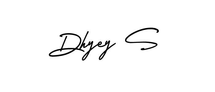 You should practise on your own different ways (AmerikaSignatureDemo-Regular) to write your name (Dhyey S) in signature. don't let someone else do it for you. Dhyey S signature style 3 images and pictures png