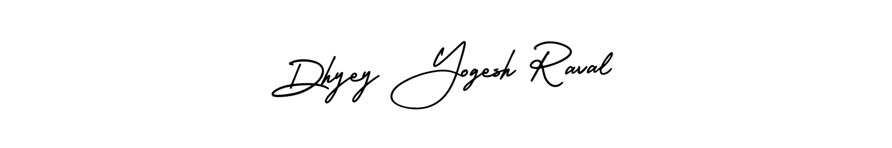 This is the best signature style for the Dhyey Yogesh Raval name. Also you like these signature font (AmerikaSignatureDemo-Regular). Mix name signature. Dhyey Yogesh Raval signature style 3 images and pictures png
