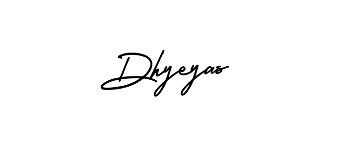 How to make Dhyeyas name signature. Use AmerikaSignatureDemo-Regular style for creating short signs online. This is the latest handwritten sign. Dhyeyas signature style 3 images and pictures png
