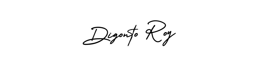 You should practise on your own different ways (AmerikaSignatureDemo-Regular) to write your name (Digonto Roy) in signature. don't let someone else do it for you. Digonto Roy signature style 3 images and pictures png