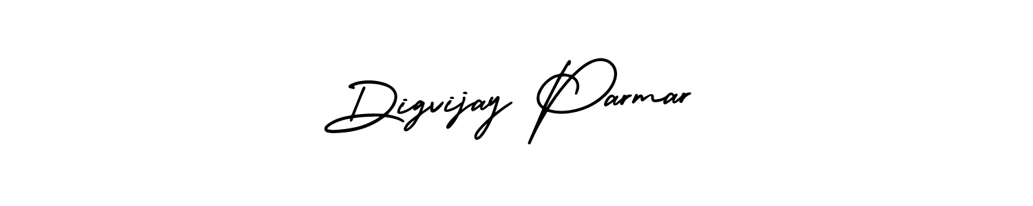 The best way (AmerikaSignatureDemo-Regular) to make a short signature is to pick only two or three words in your name. The name Digvijay Parmar include a total of six letters. For converting this name. Digvijay Parmar signature style 3 images and pictures png