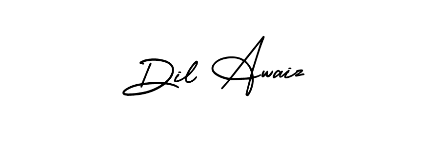 You should practise on your own different ways (AmerikaSignatureDemo-Regular) to write your name (Dil Awaiz) in signature. don't let someone else do it for you. Dil Awaiz signature style 3 images and pictures png