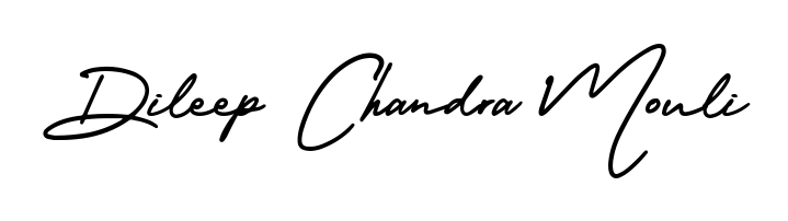 The AmerikaSignatureDemo-Regular font gives name Dileep Chandra Mouli a signature that looks effortless yet distinguished. Download high-res PNG instantly. Dileep Chandra Mouli signature style 3 images and pictures png