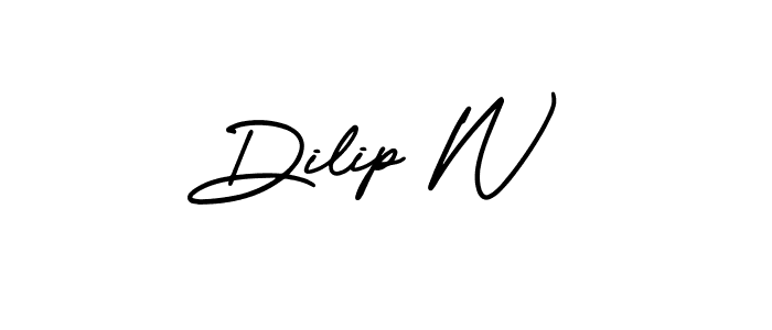 You should practise on your own different ways (AmerikaSignatureDemo-Regular) to write your name (Dilip W) in signature. don't let someone else do it for you. Dilip W signature style 3 images and pictures png