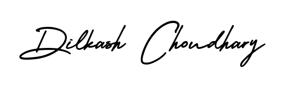 Express your personality with a custom Dilkash Choudhary signature crafted with AmerikaSignatureDemo-Regular typography. Free transparent PNG download available. Dilkash Choudhary signature style 3 images and pictures png