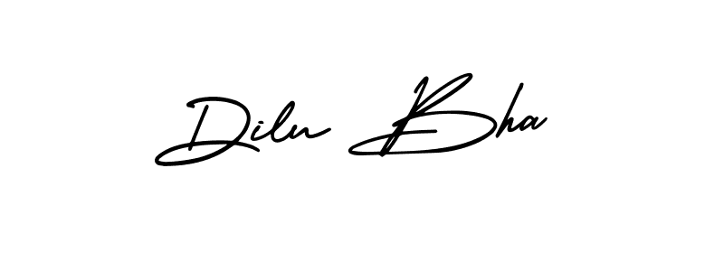 The best way (AmerikaSignatureDemo-Regular) to make a short signature is to pick only two or three words in your name. The name Dilu Bha include a total of six letters. For converting this name. Dilu Bha signature style 3 images and pictures png
