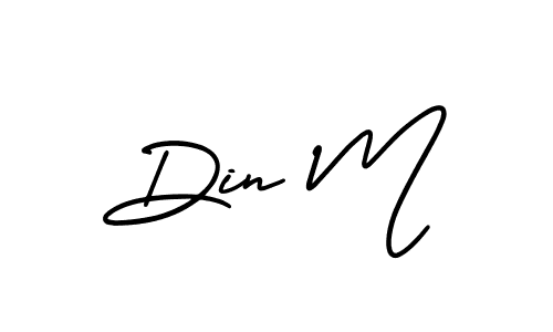 How to make Din M name signature. Use AmerikaSignatureDemo-Regular style for creating short signs online. This is the latest handwritten sign. Din M signature style 3 images and pictures png