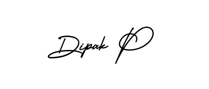 The best way (AmerikaSignatureDemo-Regular) to make a short signature is to pick only two or three words in your name. The name Dipak P include a total of six letters. For converting this name. Dipak P signature style 3 images and pictures png