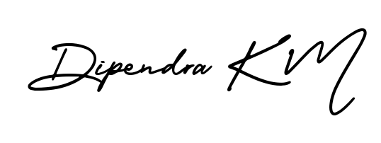 The AmerikaSignatureDemo-Regular font transforms the name Dipendra K M into an executive sign with sharp precision and distinguished character. Dipendra K M signature style 3 images and pictures png