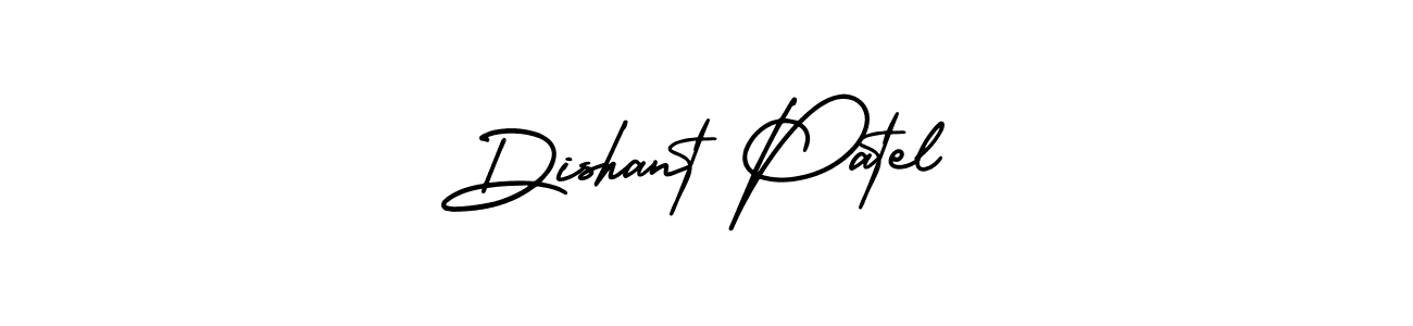 You should practise on your own different ways (AmerikaSignatureDemo-Regular) to write your name (Dishant Patel) in signature. don't let someone else do it for you. Dishant Patel signature style 3 images and pictures png