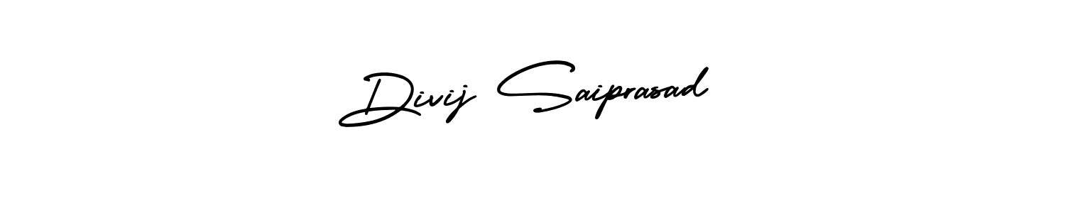 The best way (AmerikaSignatureDemo-Regular) to make a short signature is to pick only two or three words in your name. The name Divij Saiprasad include a total of six letters. For converting this name. Divij Saiprasad signature style 3 images and pictures png