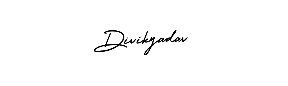 The best way (AmerikaSignatureDemo-Regular) to make a short signature is to pick only two or three words in your name. The name Divikyadav include a total of six letters. For converting this name. Divikyadav signature style 3 images and pictures png