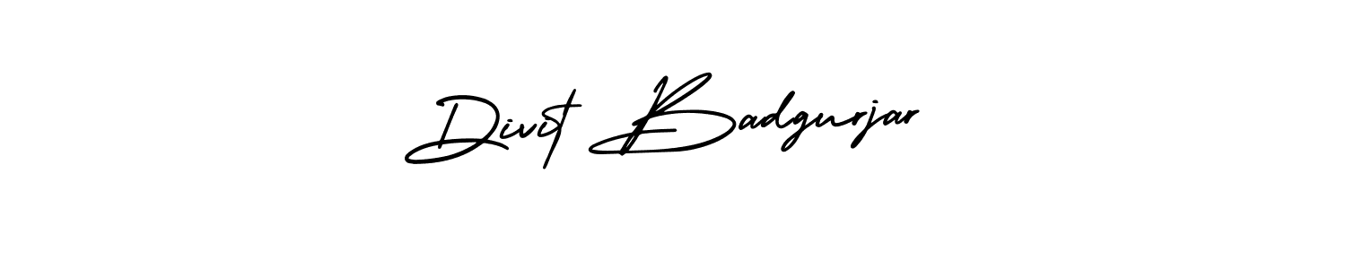 You should practise on your own different ways (AmerikaSignatureDemo-Regular) to write your name (Divit Badgurjar) in signature. don't let someone else do it for you. Divit Badgurjar signature style 3 images and pictures png