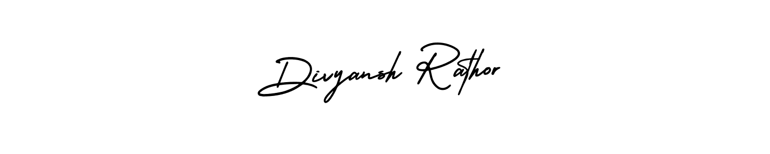 The best way (AmerikaSignatureDemo-Regular) to make a short signature is to pick only two or three words in your name. The name Divyansh Rathor include a total of six letters. For converting this name. Divyansh Rathor signature style 3 images and pictures png