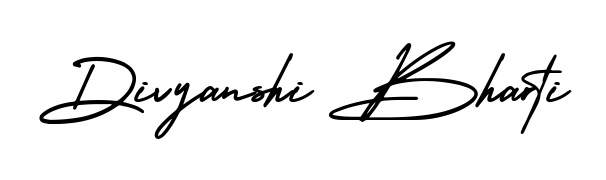 You should practise on your own different ways (AmerikaSignatureDemo-Regular) to write your name (Divyanshi Bharti) in signature. Don't let someone else do it for you. Divyanshi Bharti signature style 3 images and pictures png