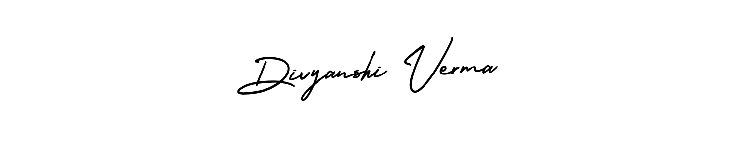 How to make Divyanshi Verma name signature. Use AmerikaSignatureDemo-Regular style for creating short signs online. This is the latest handwritten sign. Divyanshi Verma signature style 3 images and pictures png