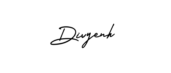 The best way (AmerikaSignatureDemo-Regular) to make a short signature is to pick only two or three words in your name. The name Divyenh include a total of six letters. For converting this name. Divyenh signature style 3 images and pictures png