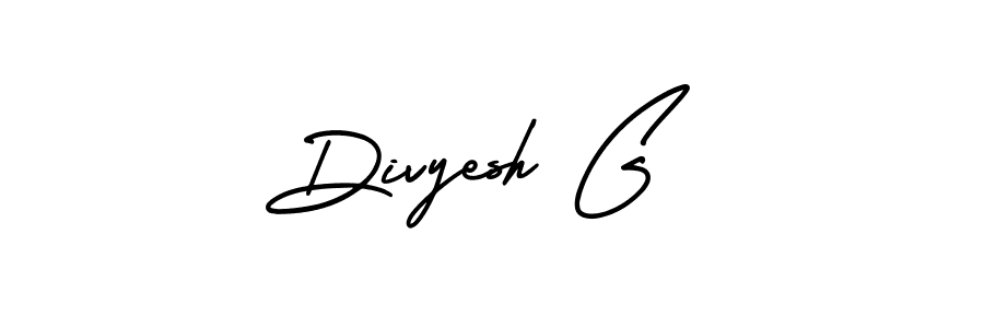 You should practise on your own different ways (AmerikaSignatureDemo-Regular) to write your name (Divyesh G) in signature. don't let someone else do it for you. Divyesh G signature style 3 images and pictures png