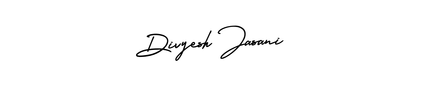 The best way (AmerikaSignatureDemo-Regular) to make a short signature is to pick only two or three words in your name. The name Divyesh Jasani include a total of six letters. For converting this name. Divyesh Jasani signature style 3 images and pictures png