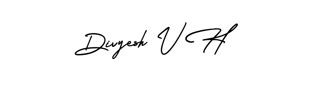 The best way (AmerikaSignatureDemo-Regular) to make a short signature is to pick only two or three words in your name. The name Divyesh V H include a total of six letters. For converting this name. Divyesh V H signature style 3 images and pictures png