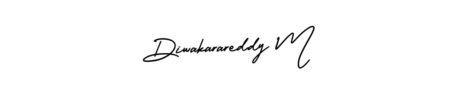 The best way (AmerikaSignatureDemo-Regular) to make a short signature is to pick only two or three words in your name. The name Diwakarareddy M include a total of six letters. For converting this name. Diwakarareddy M signature style 3 images and pictures png