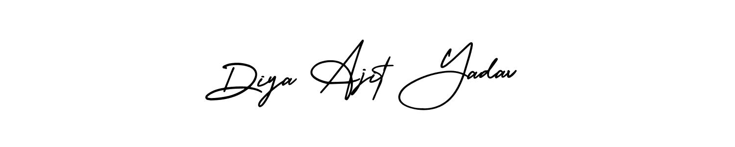 The best way (AmerikaSignatureDemo-Regular) to make a short signature is to pick only two or three words in your name. The name Diya Ajit Yadav include a total of six letters. For converting this name. Diya Ajit Yadav signature style 3 images and pictures png